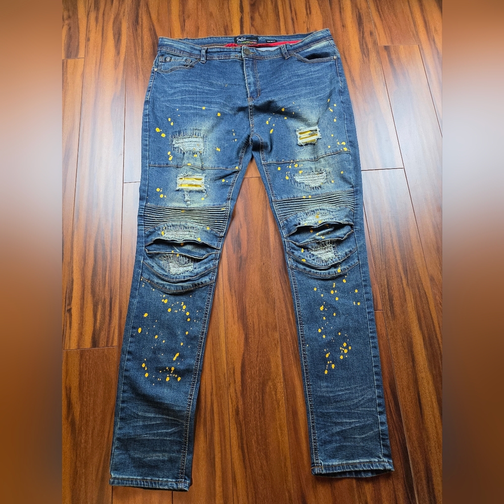 Switch Remarkable Jeans Men’s Size 40×34 Patchwork Painted Fade Slim Taper Fit
